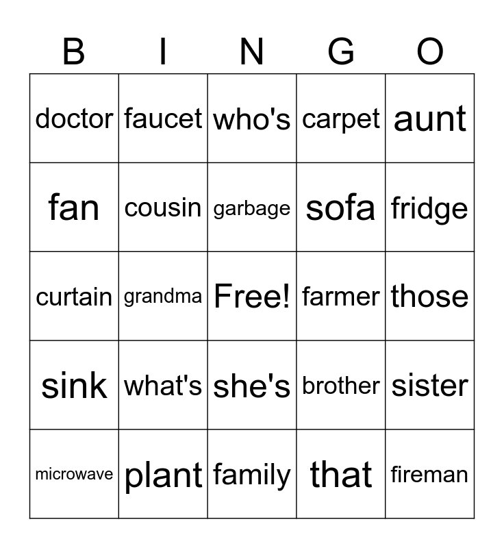 Chapter 6 Bingo Card