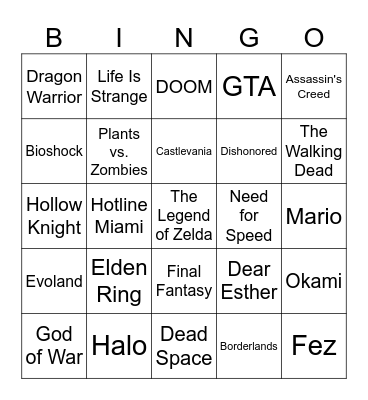 GAME MUSIC BINGO Card