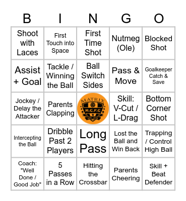 MATRIX FOOTBALL MATCH BINGO Card