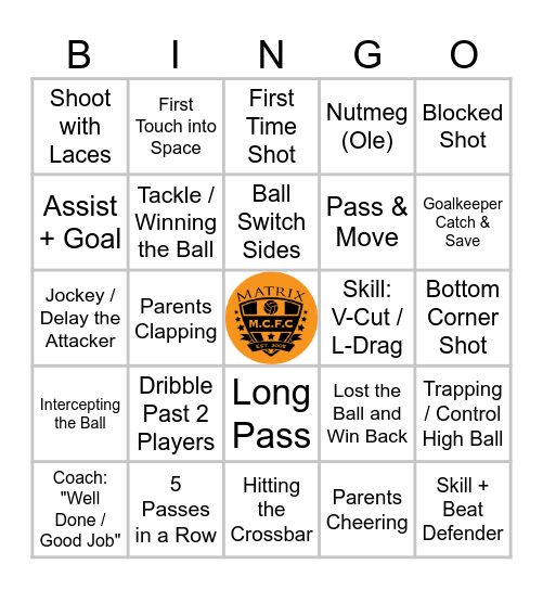 MATRIX FOOTBALL MATCH BINGO Card