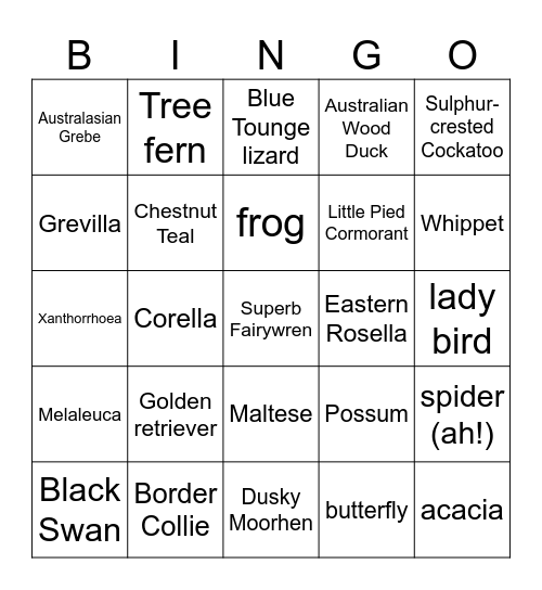 X-Mas Field Trip Bingo Card