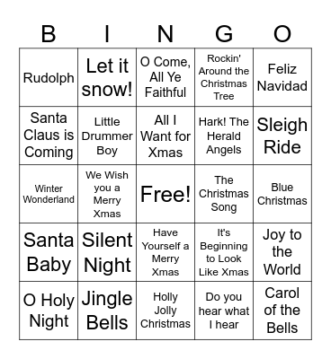 Guess That Tune Bingo Card