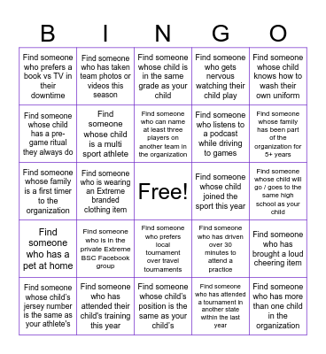 Extreme BSC Night of Thanks Bingo Card