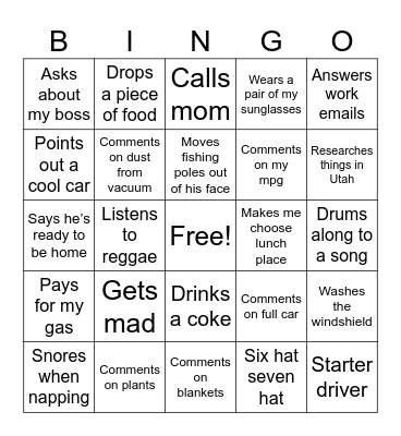 Road trip with Faja Bingo Card