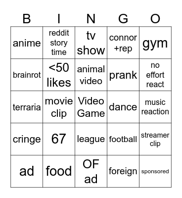 LMAO Bingo Card
