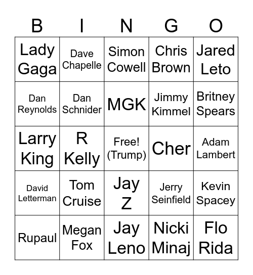 Epstein Files Bingo Card