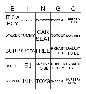 Baby shower bingo Card