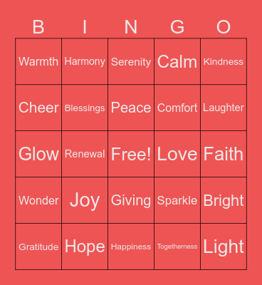 Holiday Blues Bingo Card