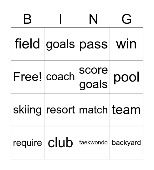 Unit 6 Bingo Card