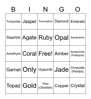Bible Geology Bingo Card