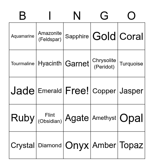 Geology from the Bible Bingo Card