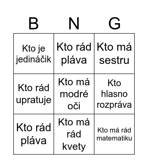 Triedne Bingo Card