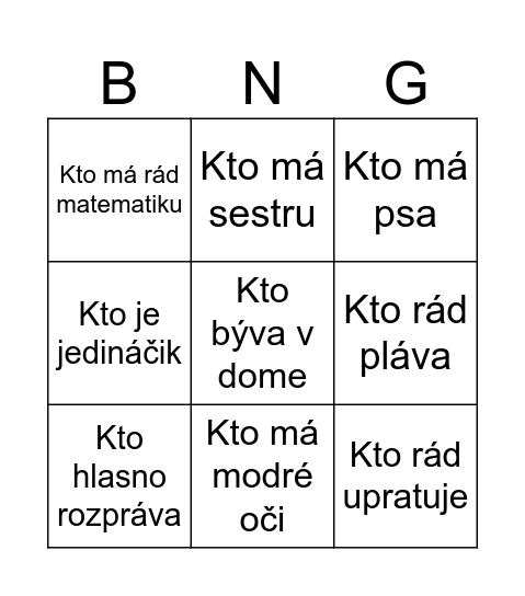 Triedne Bingo Card