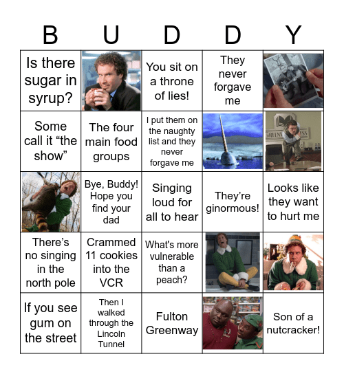 Elf the Movie Bingo Card