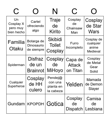 tu puta madre plus 2025 Bingo Card
