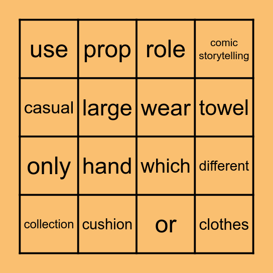 New Words Bingo Card