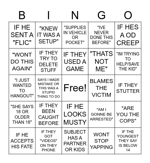 Better Pred Catcher Bingo Card