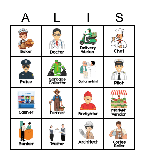 Community Helpers Bingo Card
