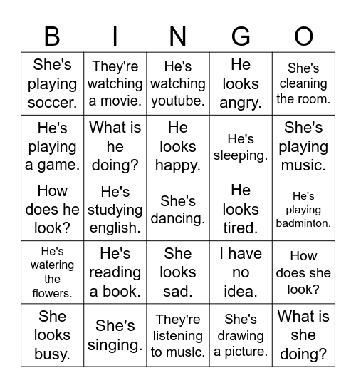 Lesson 11 Bingo Card
