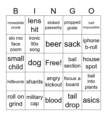 homie video bingo Card