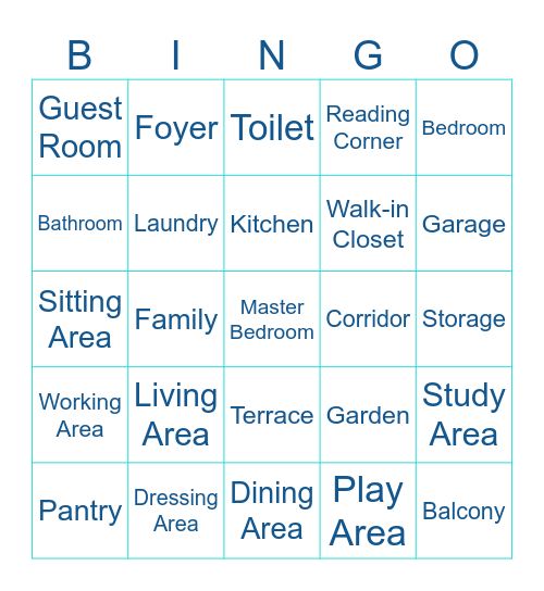 Room & Area Bingo Card