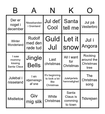 Jule Musik Banko Bingo Card