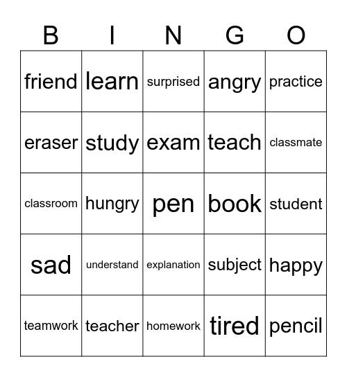 Vocab! Bingo Card