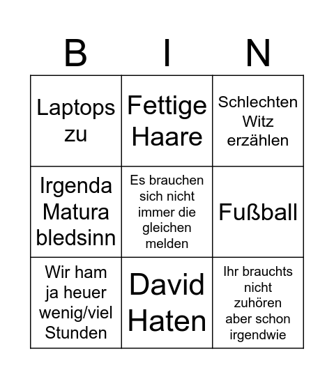 Fejan Bingo Card