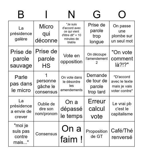 CONGRES Bingo Card