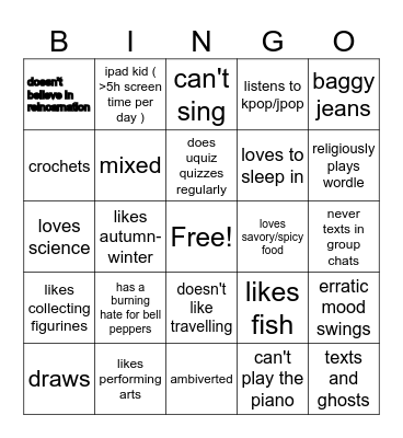 ries bingo Card