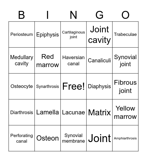 Bone Bingo Card
