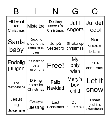 Julebingo Card