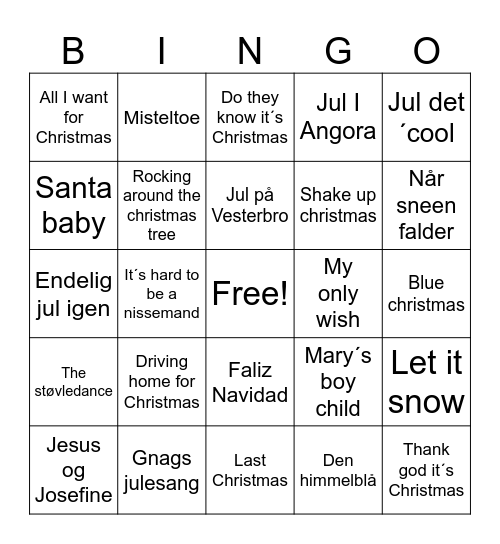 Julebingo Card