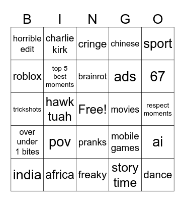 triple t brainrot exam Bingo Card
