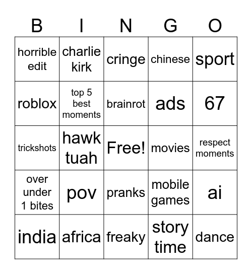 triple t brainrot exam Bingo Card