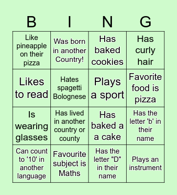 Find a Friend BINGO... Bingo Card