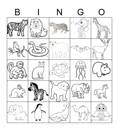 ANIMALS Bingo Card