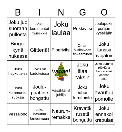 PIKKUJOULUBINGO Card