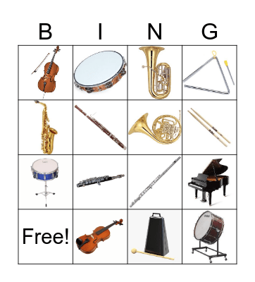 Music Instruments Bingo Card