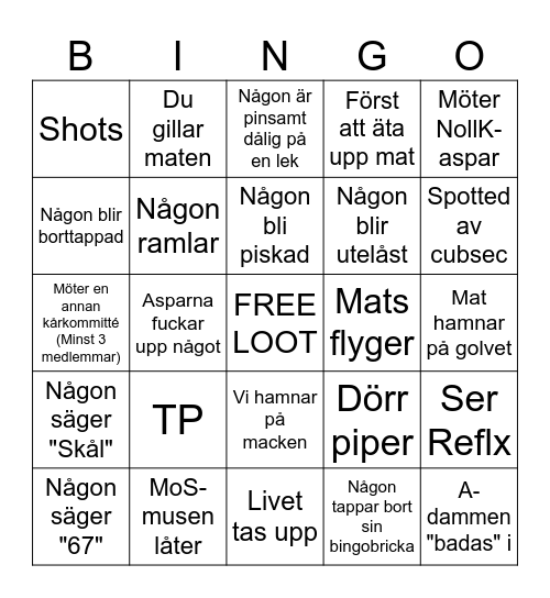 MK Äldreboende Bingo Card