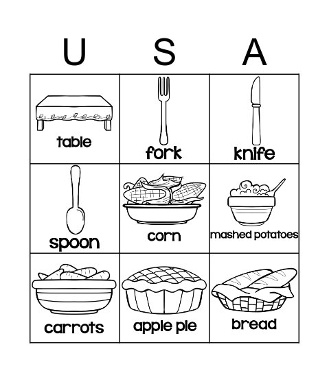 Thanksgiving Bingo Card