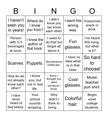 AOSA Conference Bingo Card