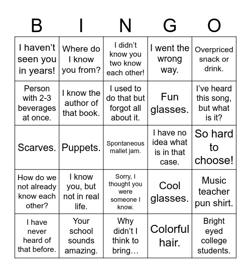 AOSA Conference Bingo Card