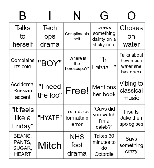DIANA BINGO Card