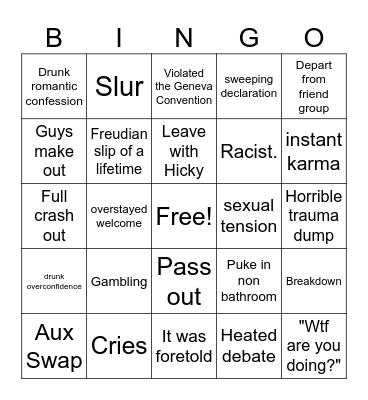 Party drunk bingo Card