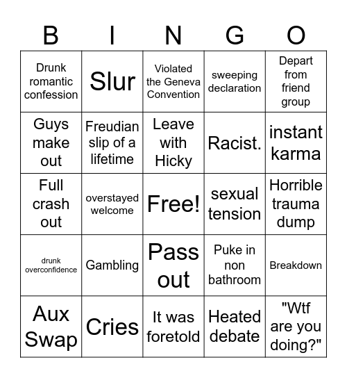 Party drunk bingo Card