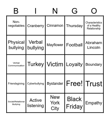 Review Bingo Card