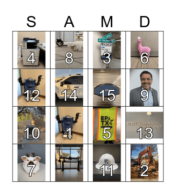 Streets and Maintenance Bingo Card