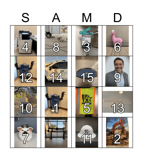 Streets and Maintenance Bingo Card