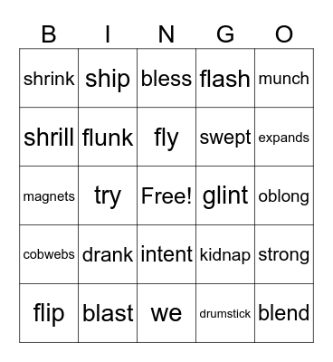 Phonics Lesson 2-18 Spell Check Bingo Card